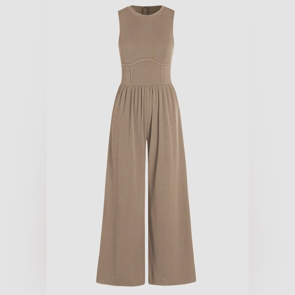 Cider Sleeveless Tan Jumpsuit Size M